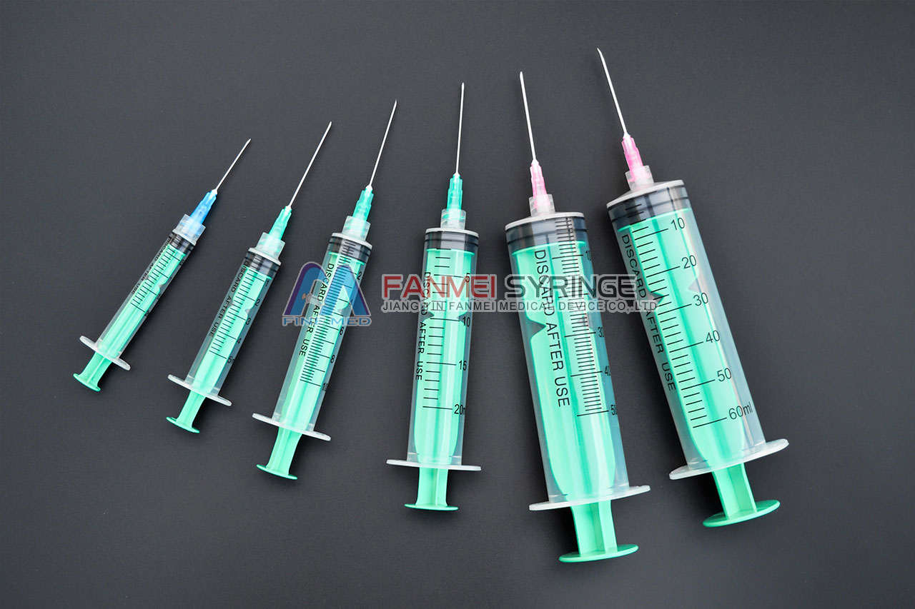 3-Part Disposable Syringe(Luer Lock,Green Plunger)